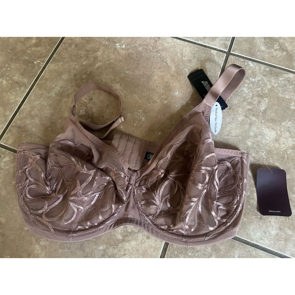 NWT Paramount 38G Lotus Unlined Bra Tan Dark Nude
